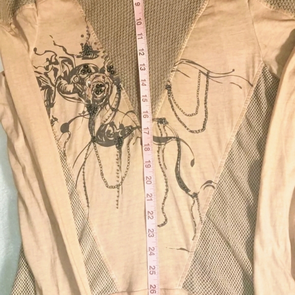 Vtg Y2K Angels Never Die/Anrvrdie mixed media long sleeve mock neck top sz S - Picture 9 of 16